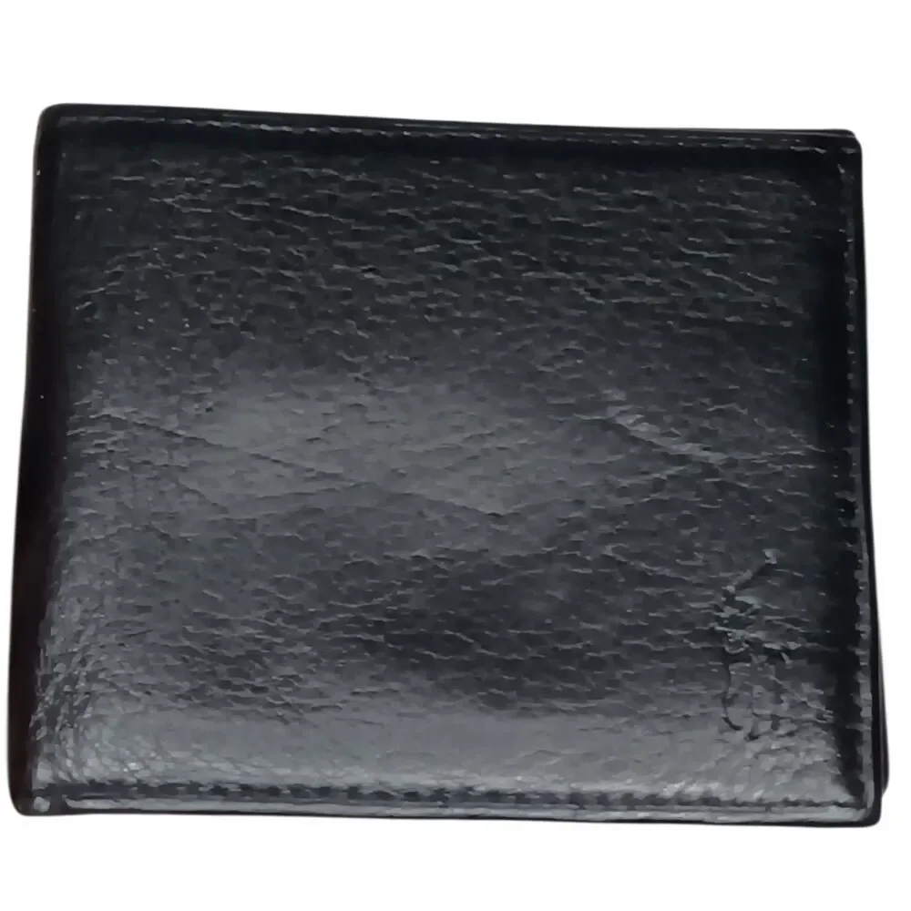 Polo Ralph Lauren Black Pebbled Leather Bifold Wallet with Embossed Pony Logo